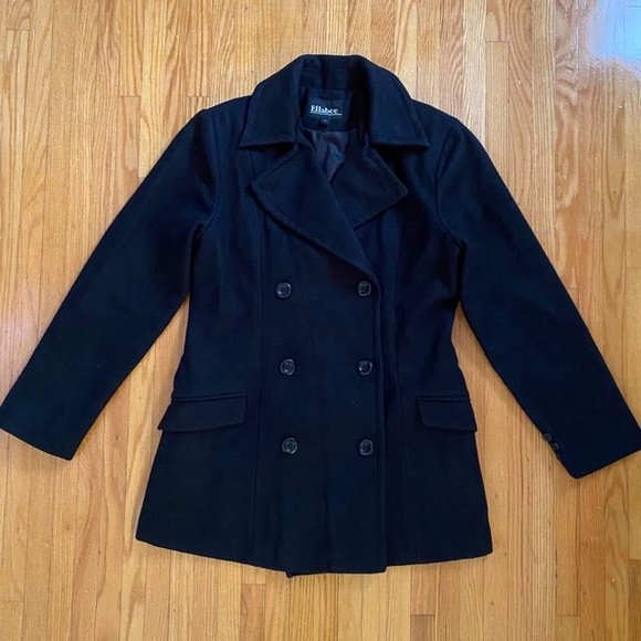 DOUBLE BREASTED TRENCH COAT BLACK ELLABEE SMALL - Picture 1 of 9